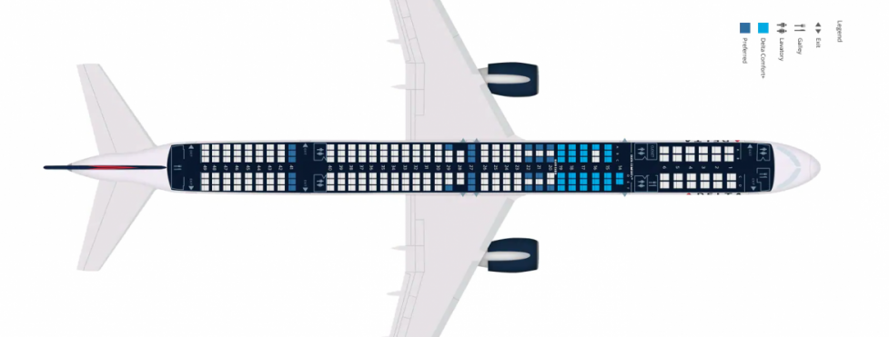 A Delta Boeing 757-300 seat map.